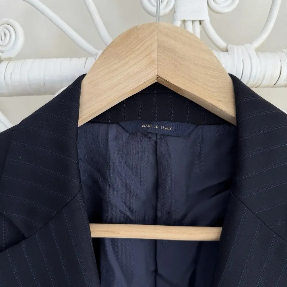 Brooks Brothers Jacket 40R Navy Wool 1818 Madison Chalk Stripe Blazer Italy Made
